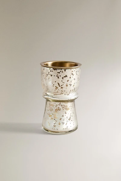 PHOTOPHORE VERRE MÉTALLISÉ NOËL