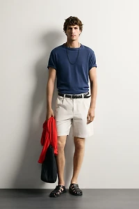 REGULAR FIT PLEATED SHORTS