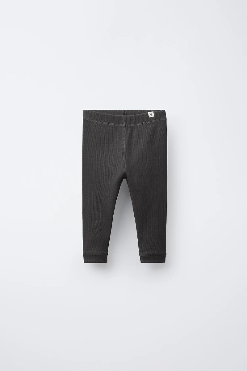 RIBBED LEGGINGS WITH LABEL
