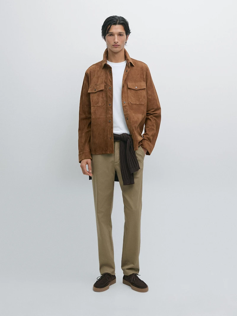 Slim fit textured trousers