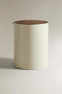 POUBELLE MÉTAL COUVERCLE BOIS