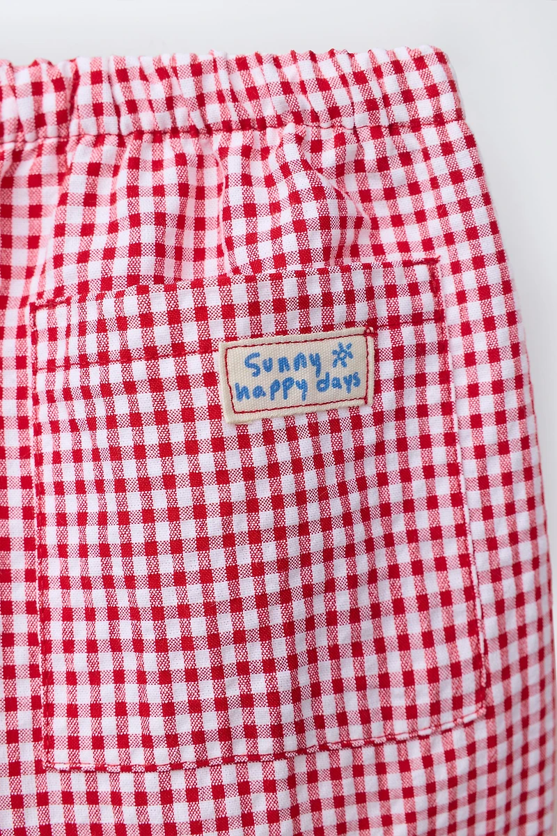 GINGHAM BAGGY PANTS