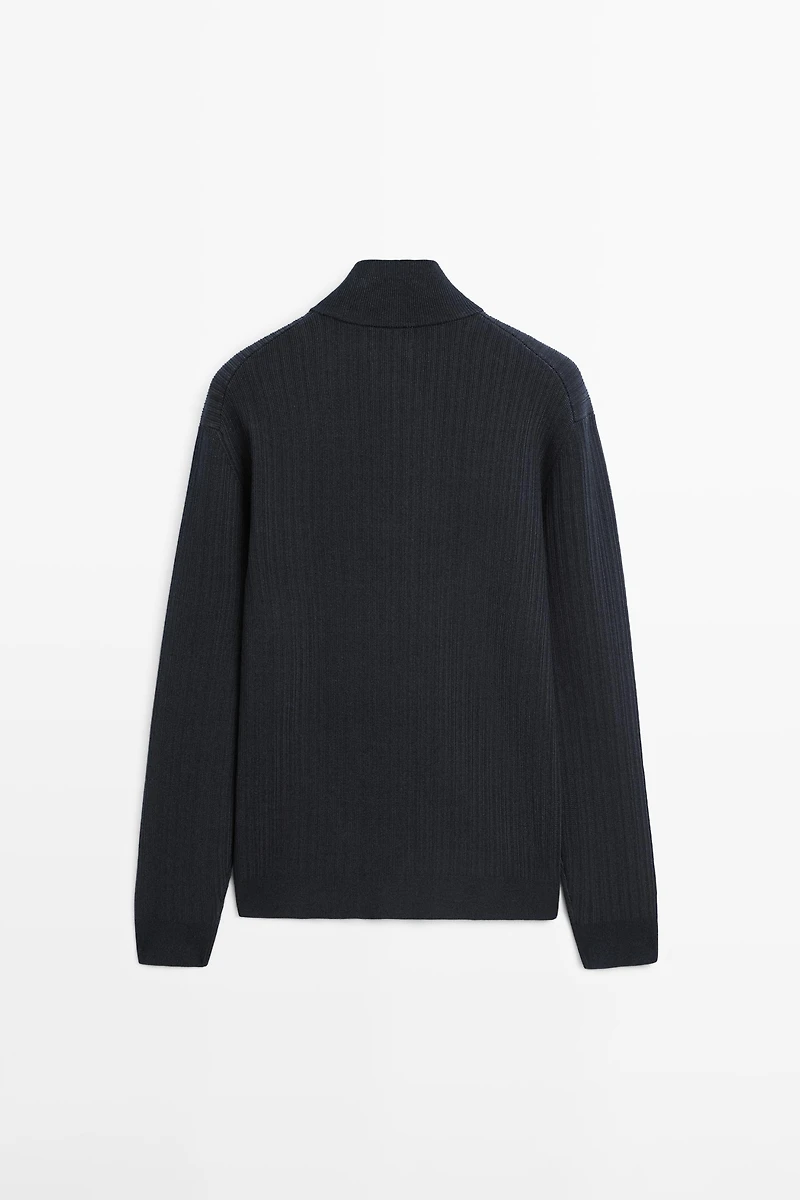 Pull en maille à col camionneur zipp