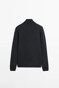 Pull en maille à col camionneur zipp