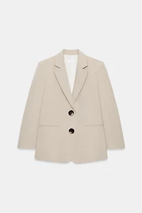 STRAIGHT CUT BLAZER WITH SHOULDER PADS AND TWO BUTTONS
