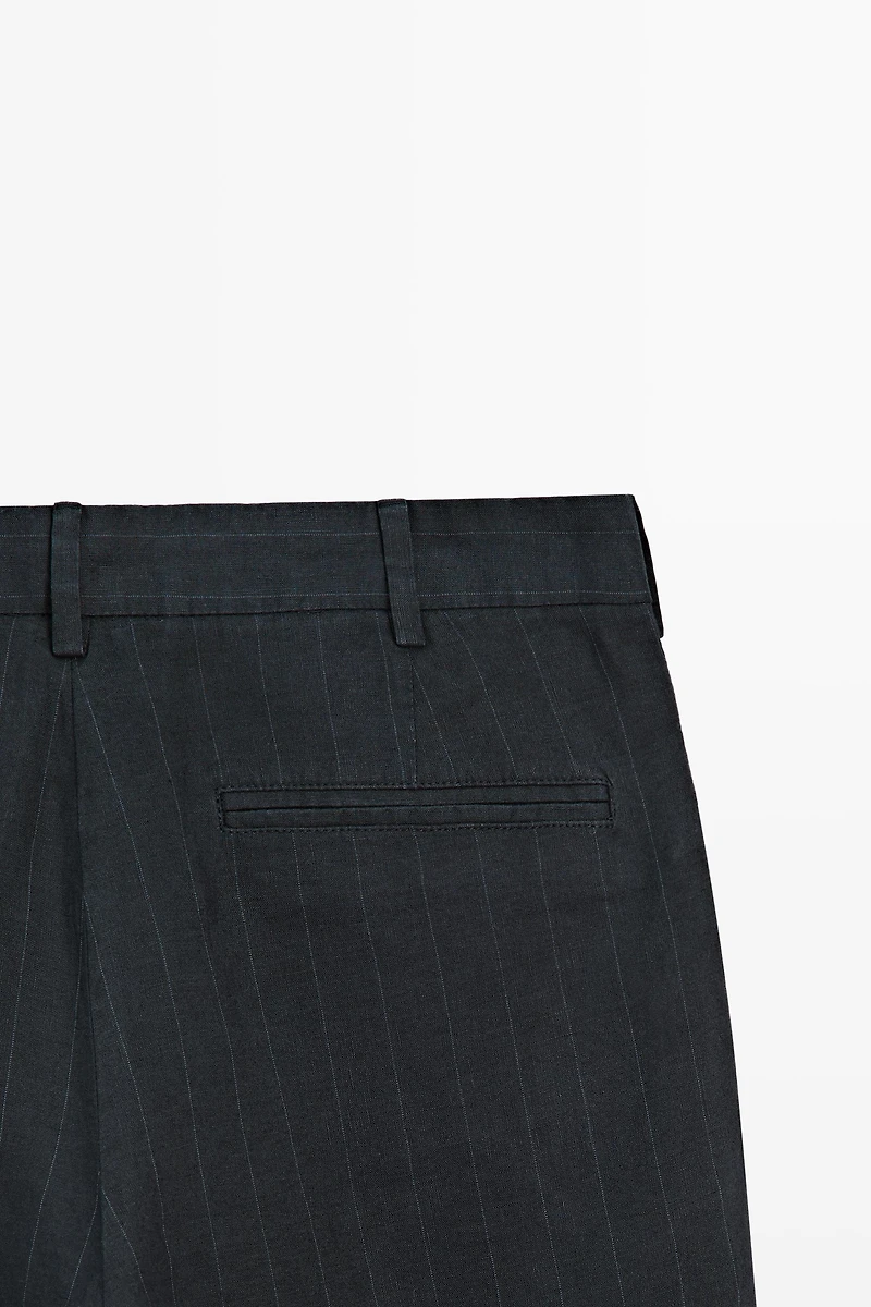 Linen trousers with striped detail