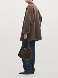 Grand sac porté épaule en croûte de cuir