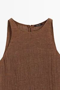 Combined linen blend midi dress