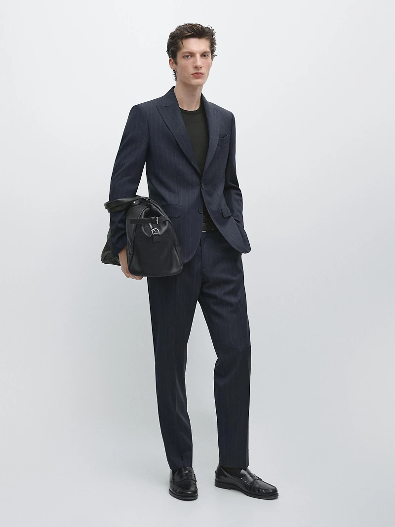 100% wool pinstriped suit blazer