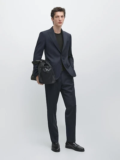 100% wool pinstriped suit blazer