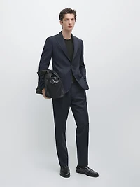 100% wool pinstriped suit blazer
