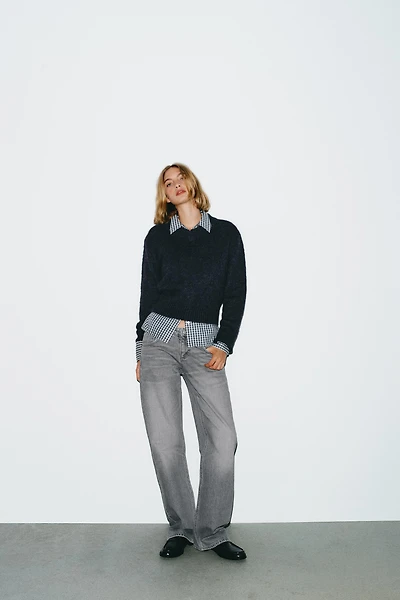 TRF WIDE LEG LOW RISE JEANS