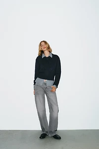 TRF WIDE LEG LOW RISE JEANS