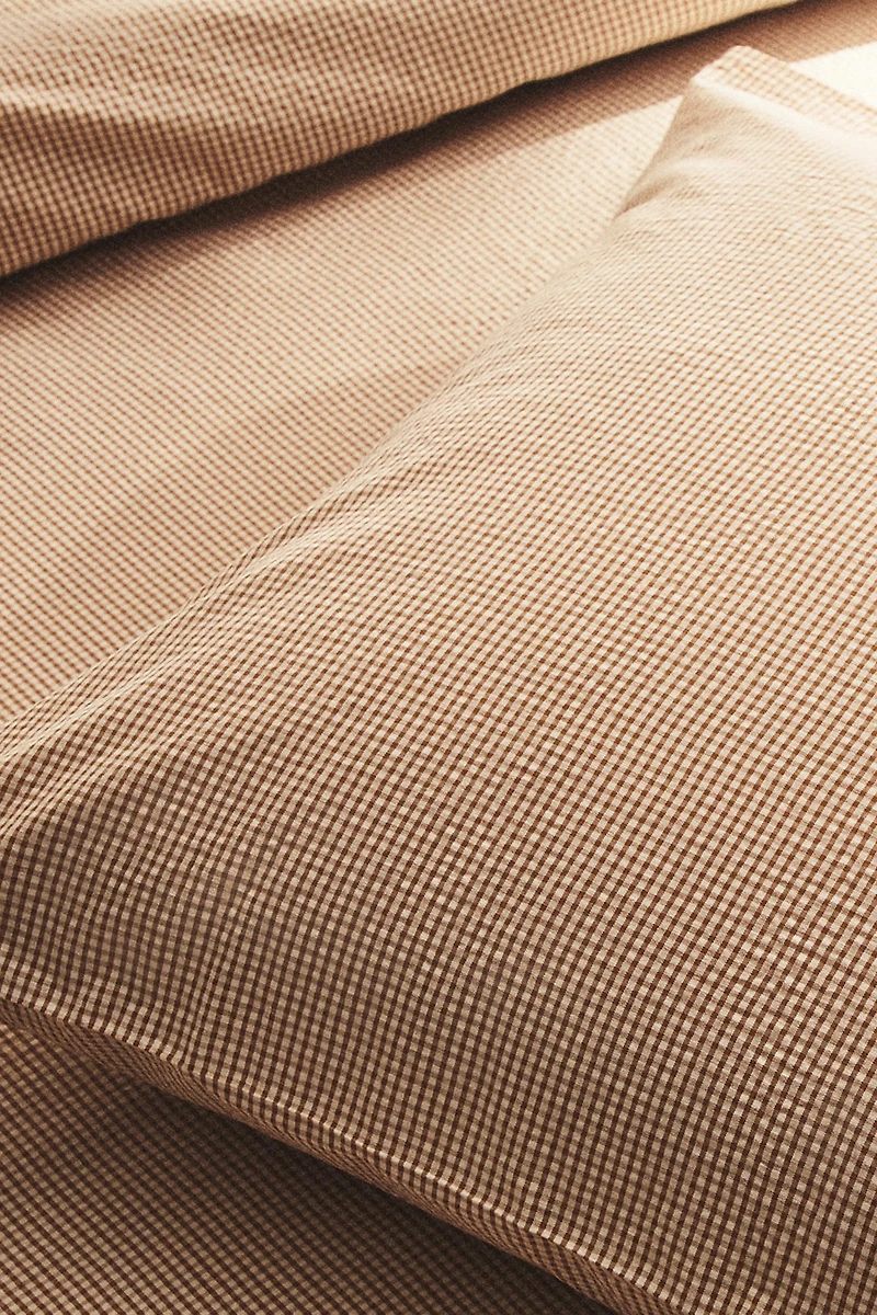 SEERSUCKER COTTON CHECK PILLOWCASE