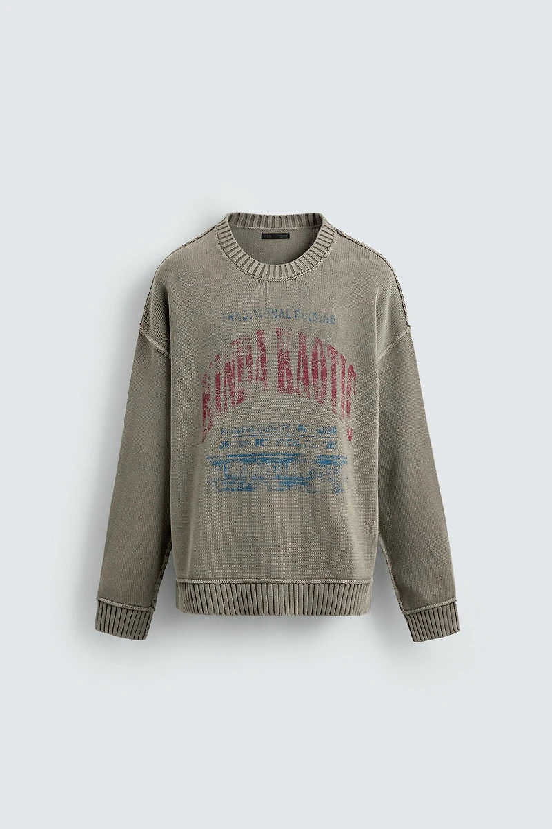 WASHED PRINTED SWEATER