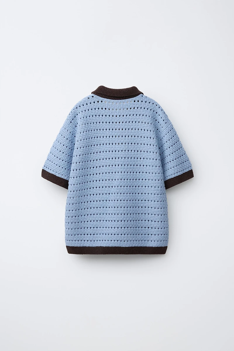 CROCHET KNIT POLO SHIRT