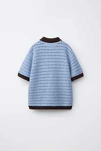 CROCHET KNIT POLO SHIRT