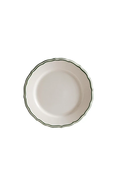 EARTHENWARE DESSERT PLATE WITH CONTRASTING RIM