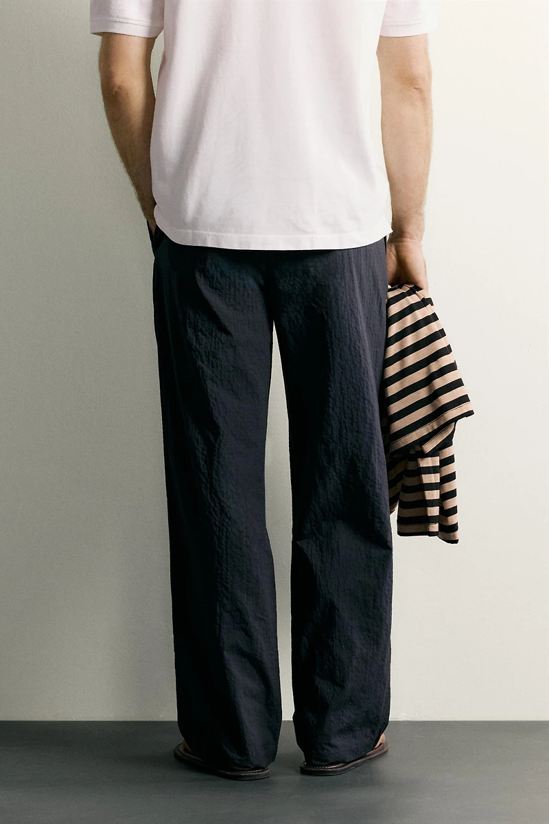 STRAIGHT FIT SEERSUCKER PANTS