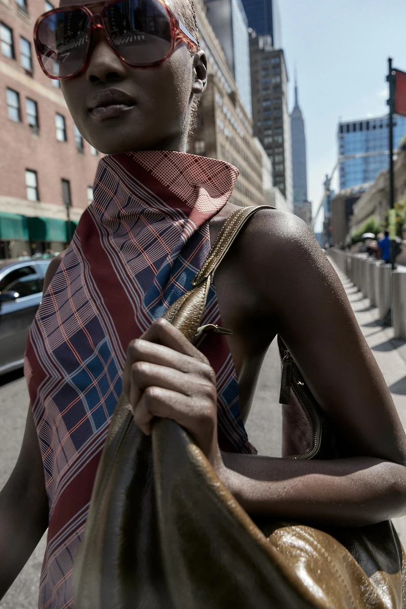 ASYMMETRIC PRINTED HALTER TOP
