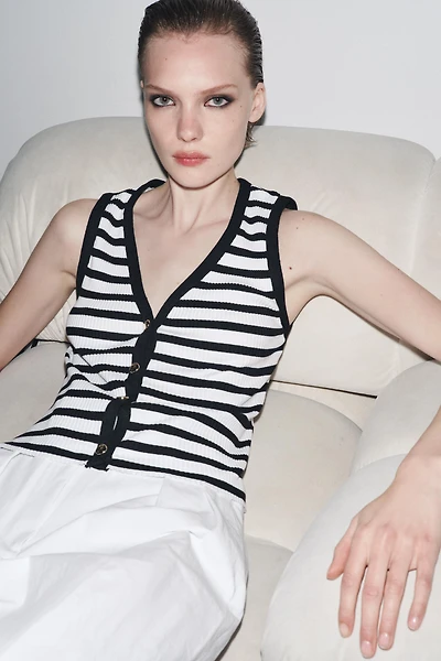 ZARA STRIPED BUTTON VEST