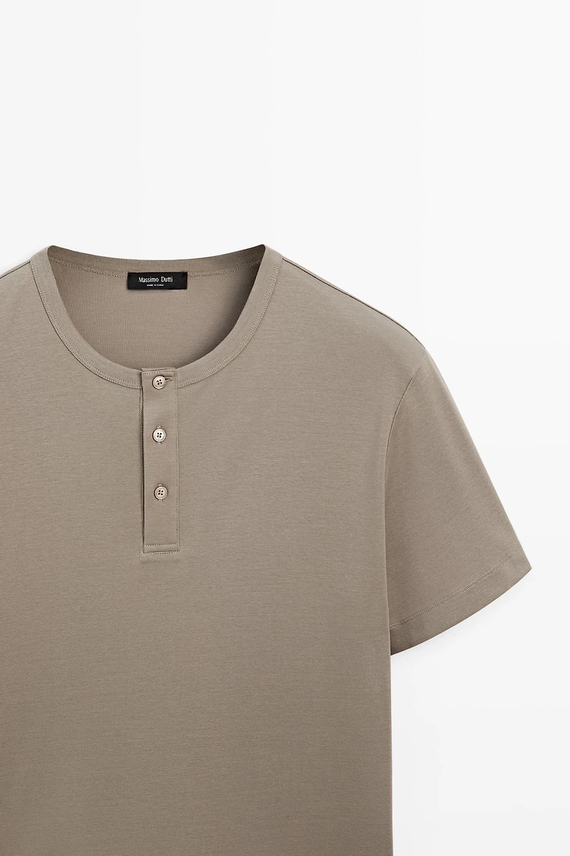 100% cotton henley T-shirt