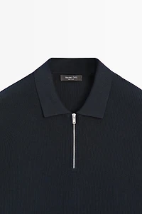 Pull polo maille col zippé