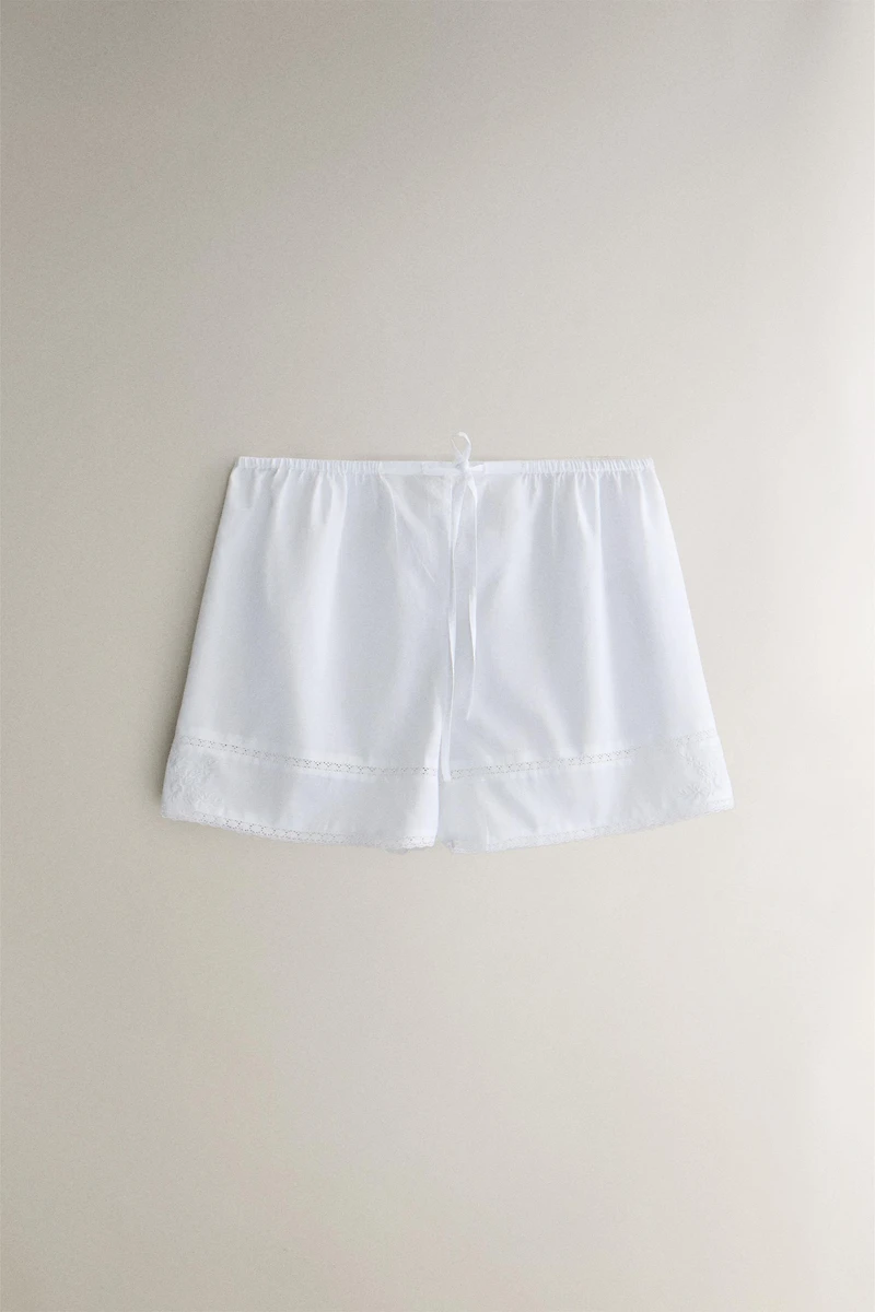 LACE AND EMBROIDERED SHORTS