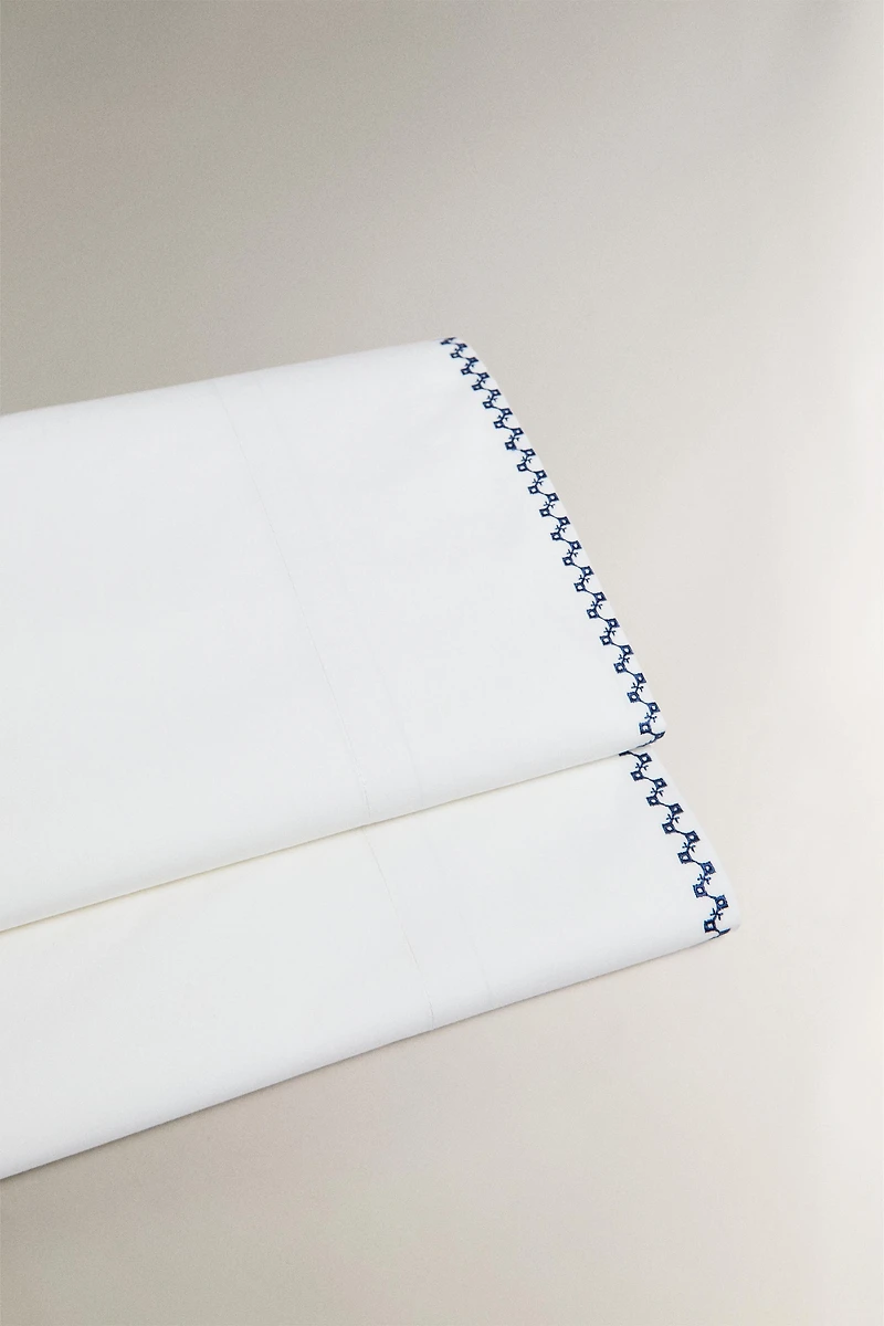 GEOMETRIC EMBROIDERED FLAT SHEET