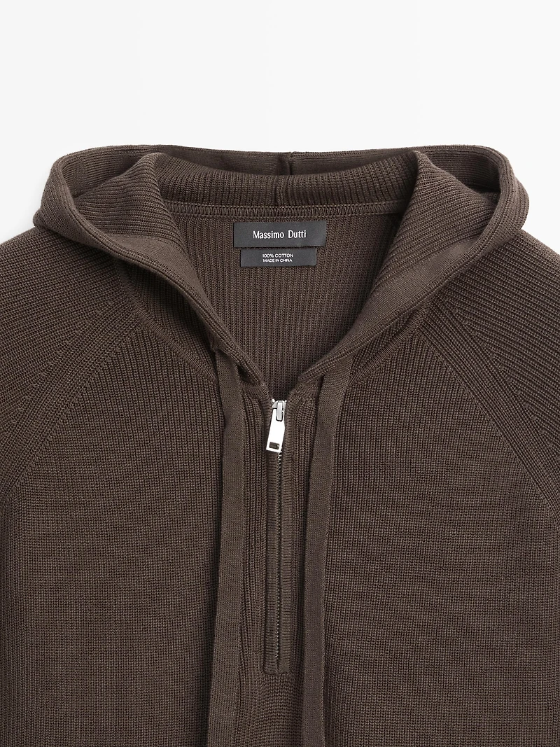 Cotton knit hoodie
