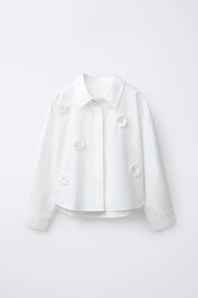 3D FLOWER POPLIN SHIRT