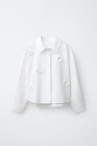 3D FLOWER POPLIN SHIRT