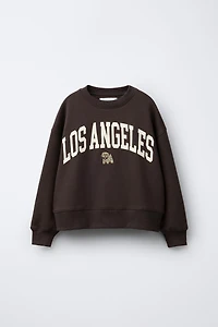 EMBROIDERED PUPPY TEXT SWEATSHIRT