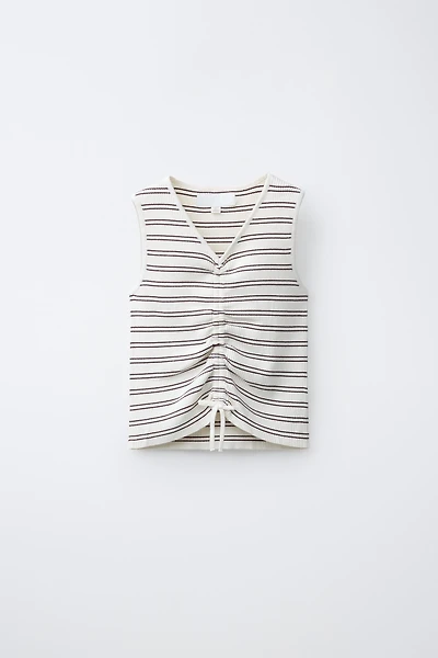 RIBBED KNIT RUCHED TOP