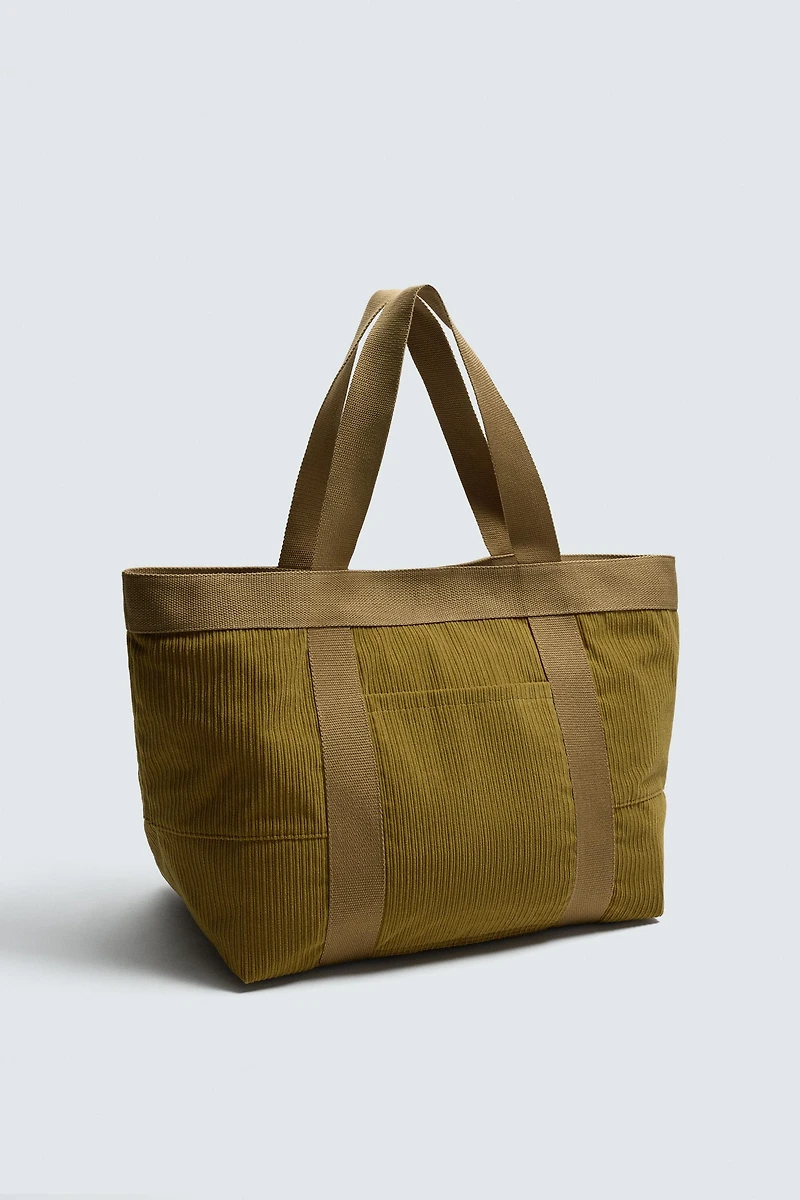 CORDUROY EFFECT TOTE BAG