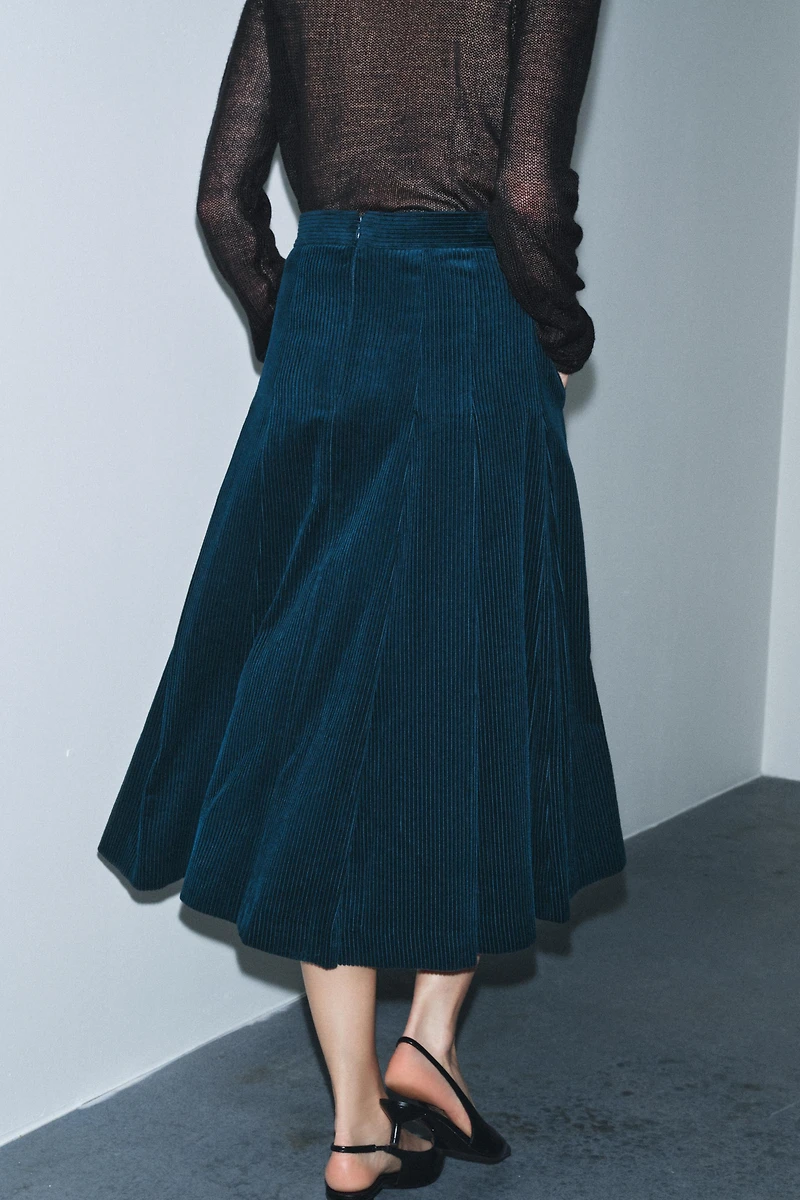 CORDUROY MIDI SKIRT ZW COLLECTION