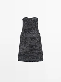 Top encolure américaine en maille chinée