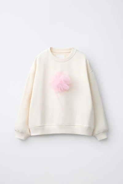 3D TULLE FLOWER SWEATSHIRT