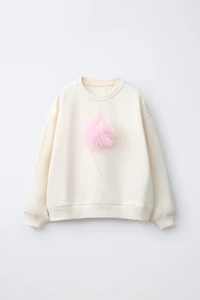 3D TULLE FLOWER SWEATSHIRT