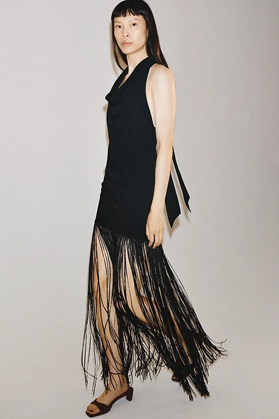 ZW COLLECTION FRINGED HALTER DRESS