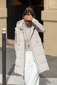 LONG PADDED HOODED VEST