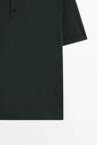 Wool blend knit polo shirt