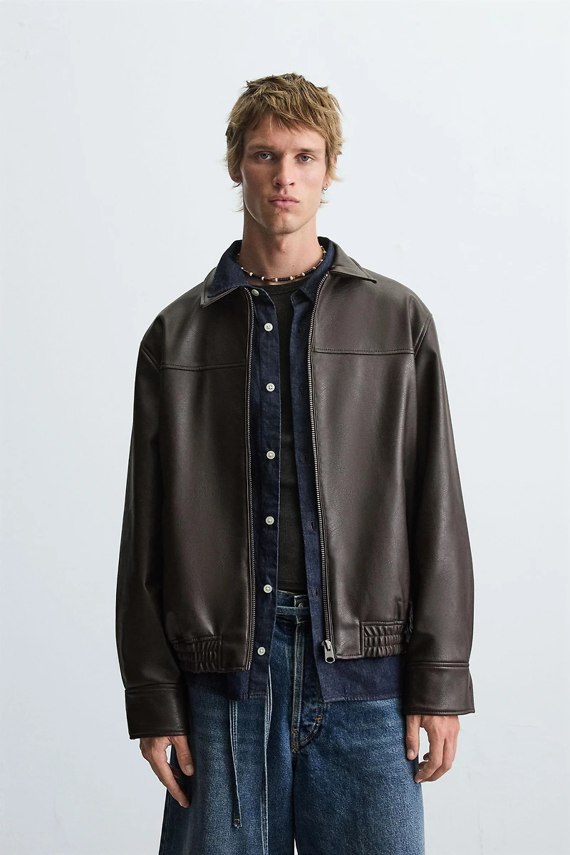BLOUSON BOMBER MATIÈRE SYNTHÉTIQUE