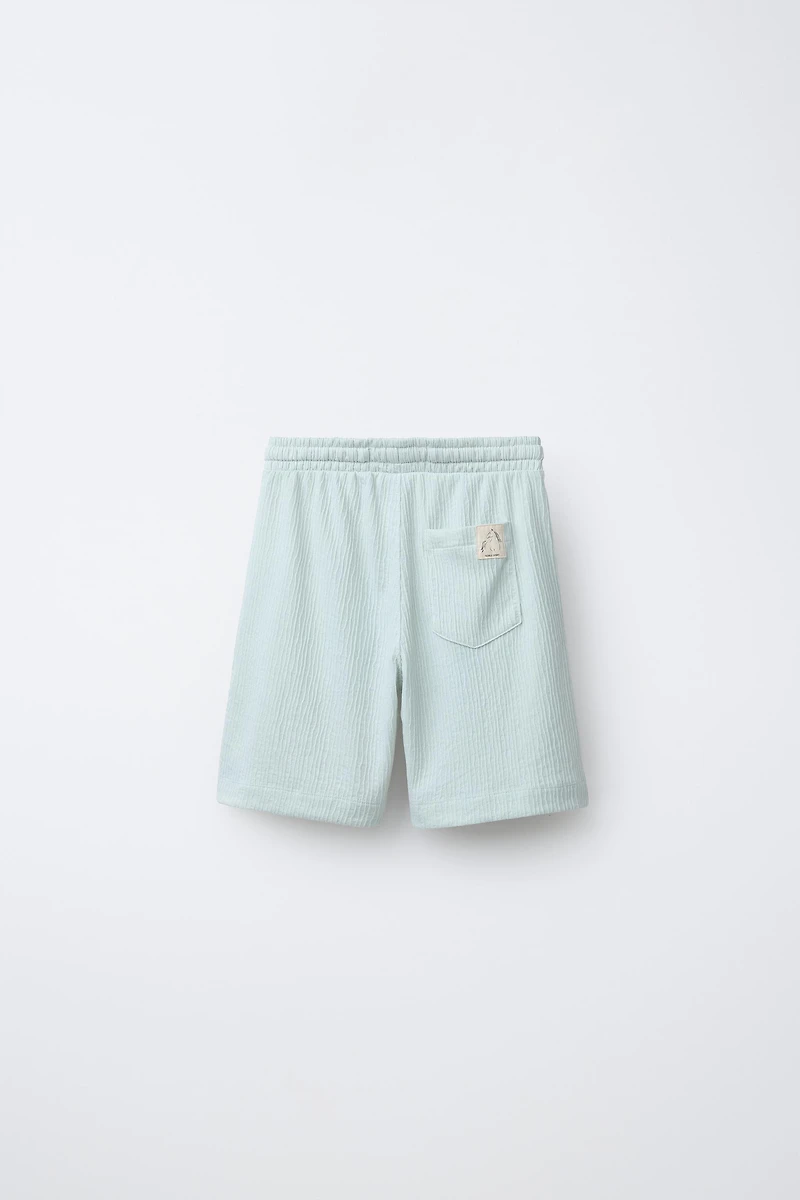 TEXTURED POLO SHIRT AND BERMUDA SHORTS SET