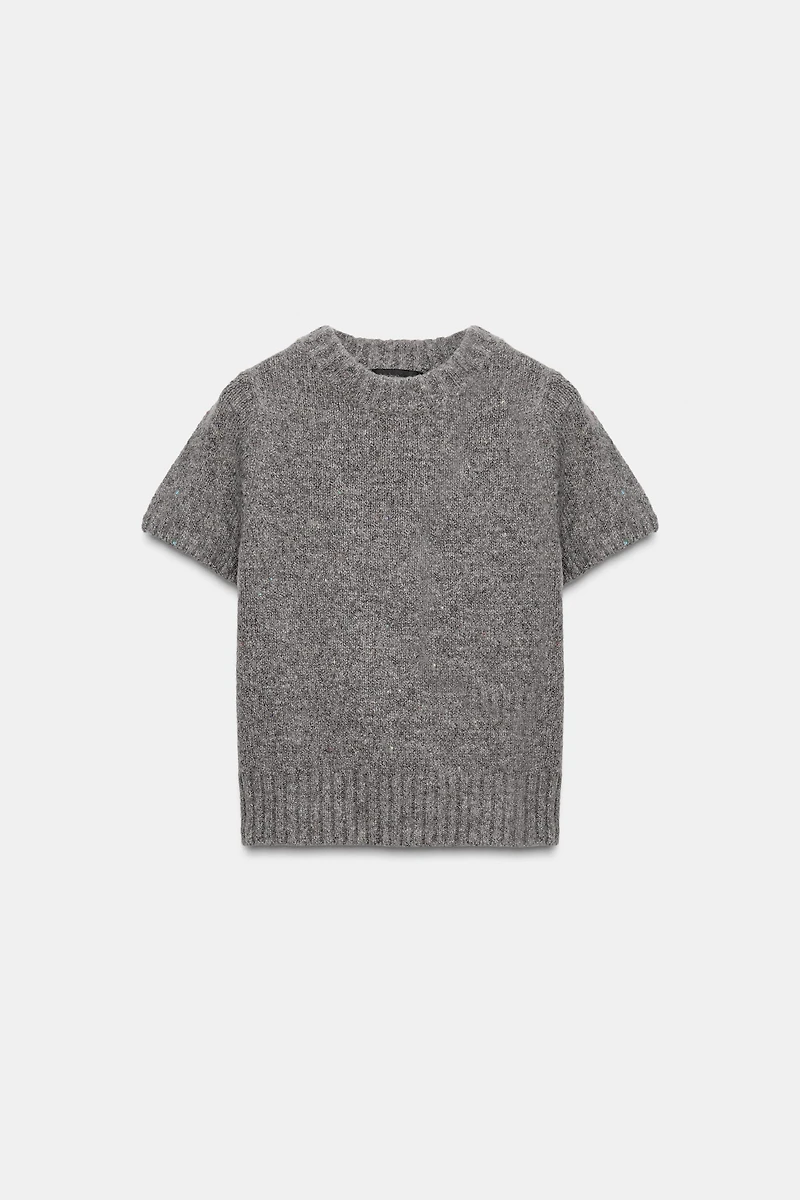 SHORT SLEEVE WOOL TOP