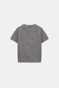 SHORT SLEEVE WOOL TOP