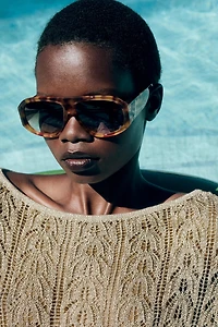 METALLIC THREAD KNIT TOP WITH BELT