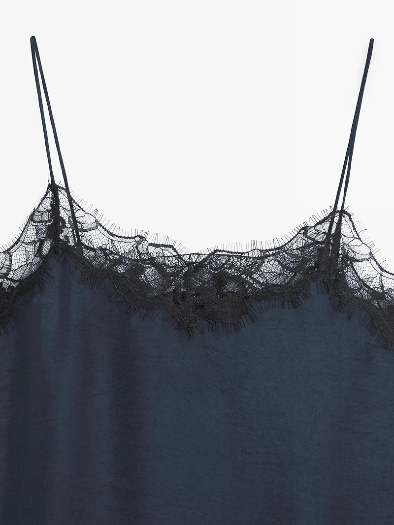 Camisole top with contrast lace detail