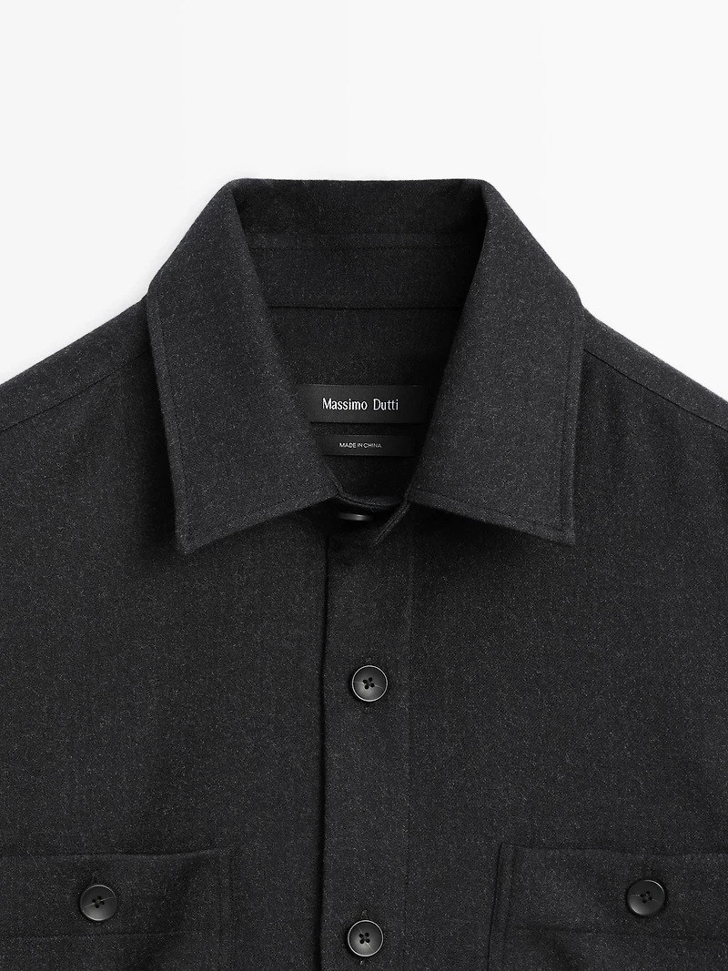 100% wool flannel overshirt