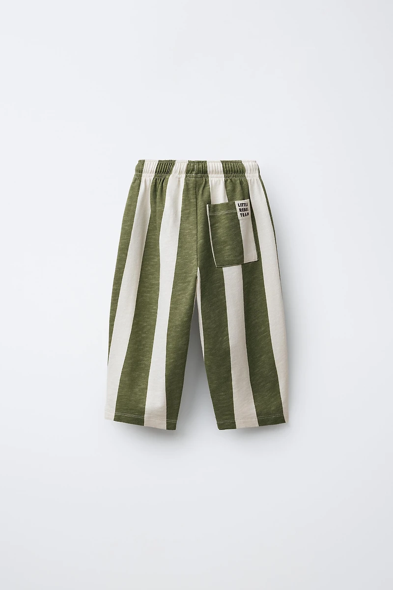 STRIPED STRAIGHT PLUSH PANTS